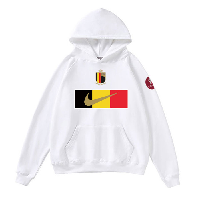 Men's White Belgium World Cup Soccer Hoodie 001